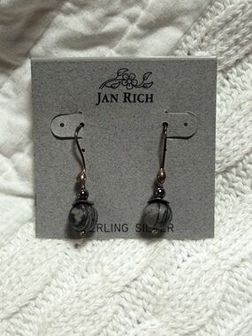 Jan Rich Sterling Silver Zebra Jasper Earrings NWT